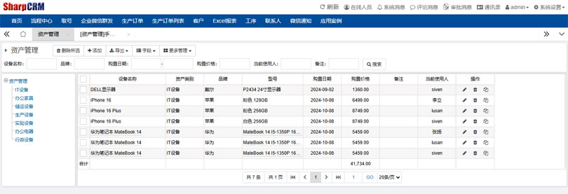 SharpCRM资产管理